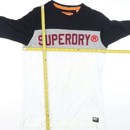 Superdry Men's Black Grey White Long Sleeve Logo T-Shirt Size S
