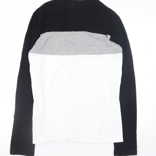 Superdry Men's Black Grey White Long Sleeve Logo T-Shirt Size S