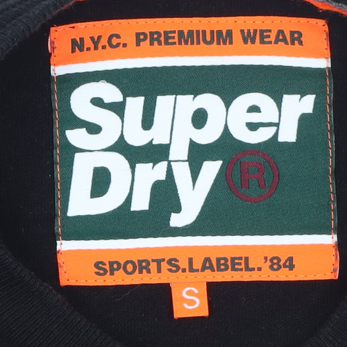 Superdry Men's Black Grey White Long Sleeve Logo T-Shirt Size S