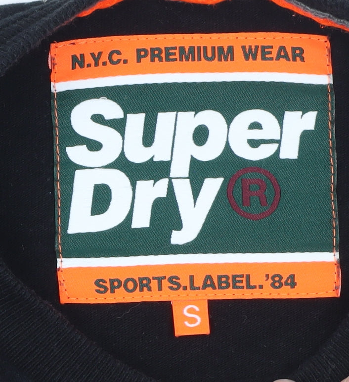 Superdry Men's Black Grey White Long Sleeve Logo T-Shirt Size S