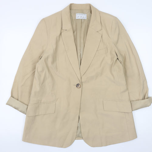 Primark Womens Beige Regular Fit Viscose Blazer Size 10