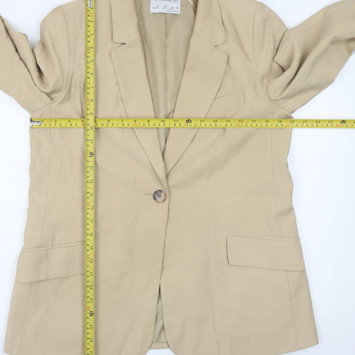 Primark Womens Beige Regular Fit Viscose Blazer Size 10