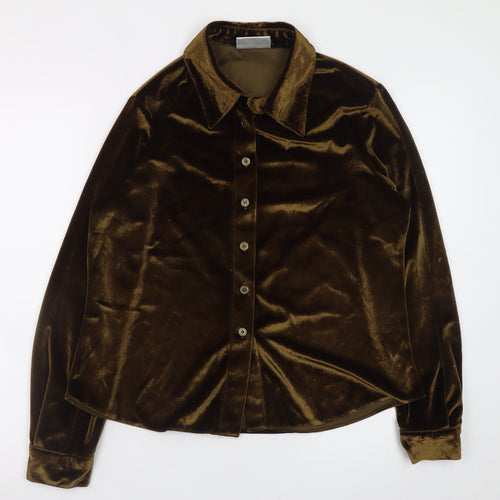 Casali Womens Brown Velvet Button-Up Long Sleeve Shirt UK 16