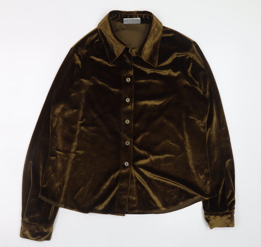 Casali Womens Brown Velvet Button-Up Long Sleeve Shirt UK 16