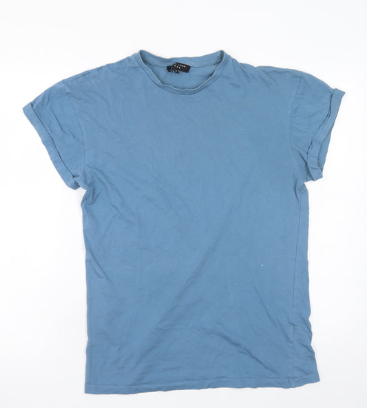 New Look Men Blue Cotton Short Sleeve Crew Neck T-Shirt Size S