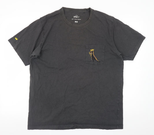 Uniqlo Men Black Jean-Michel Basquiat Art Graphic T-Shirt Size L