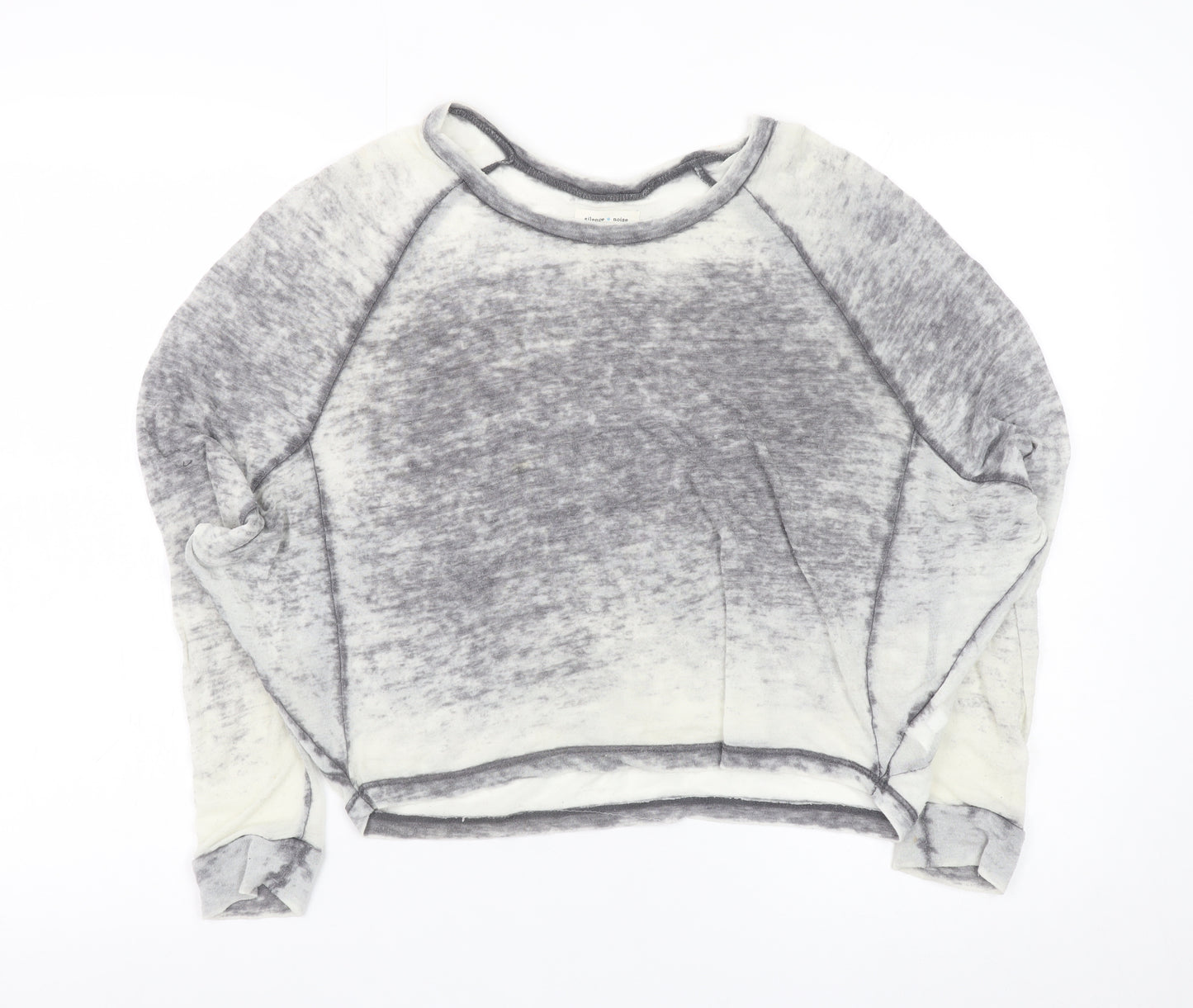 Silence + Noise Women’s Grey Cropped Raglan Long Sleeve Top Size S