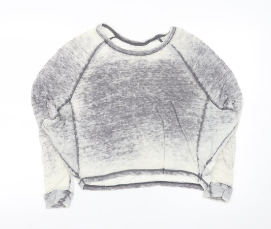 Silence + Noise Women’s Grey Cropped Raglan Long Sleeve Top Size S