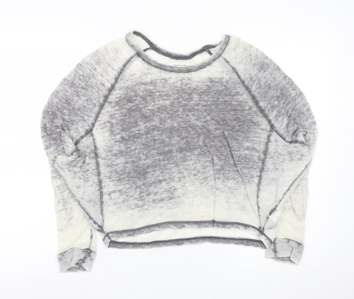 Silence + Noise Women’s Grey Cropped Raglan Long Sleeve Top Size S