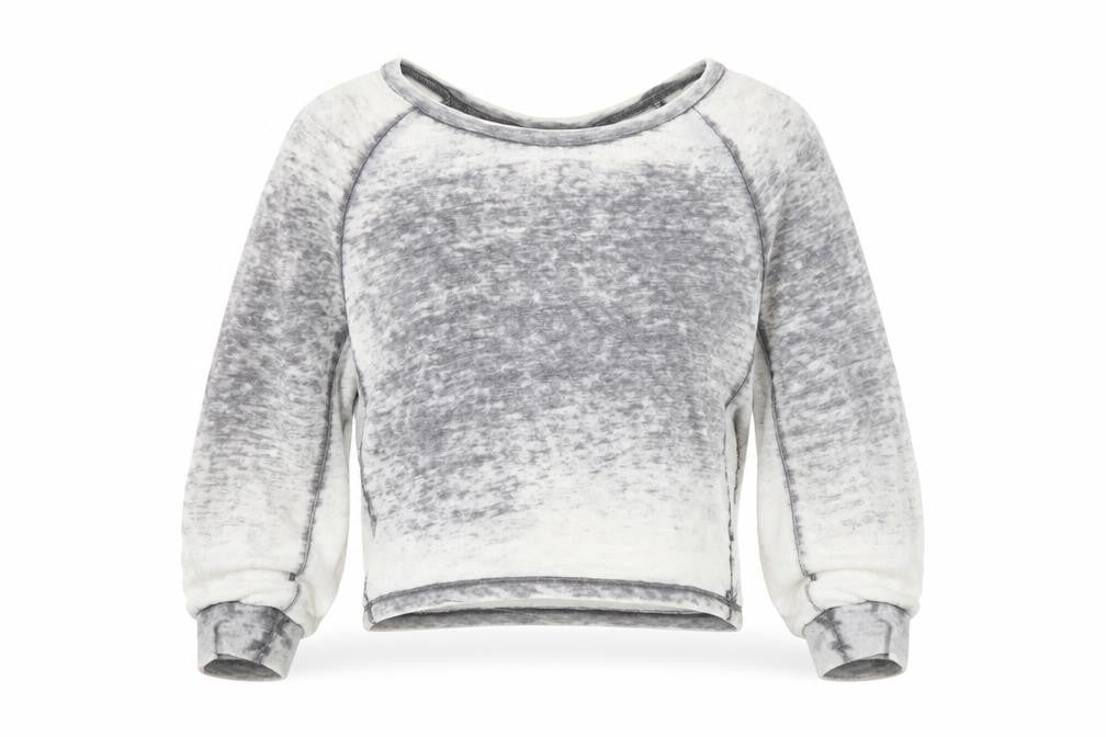 Silence + Noise Women’s Grey Cropped Raglan Long Sleeve Top Size S