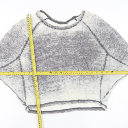 Silence + Noise Women’s Grey Cropped Raglan Long Sleeve Top Size S