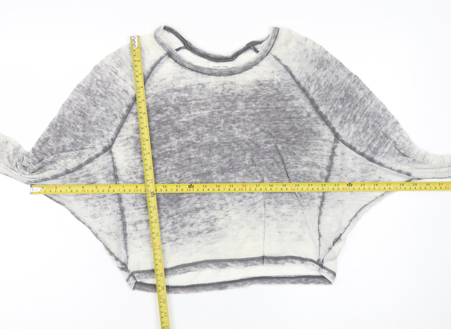 Silence + Noise Women’s Grey Cropped Raglan Long Sleeve Top Size S