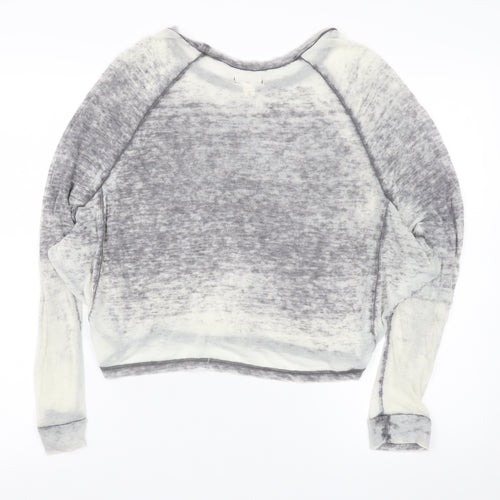 Silence + Noise Women’s Grey Cropped Raglan Long Sleeve Top Size S