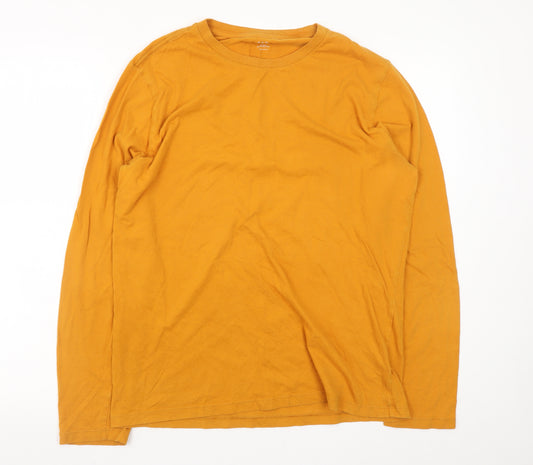 GAP Men's Mustard Long Sleeve Crew Neck Cotton T-Shirt M