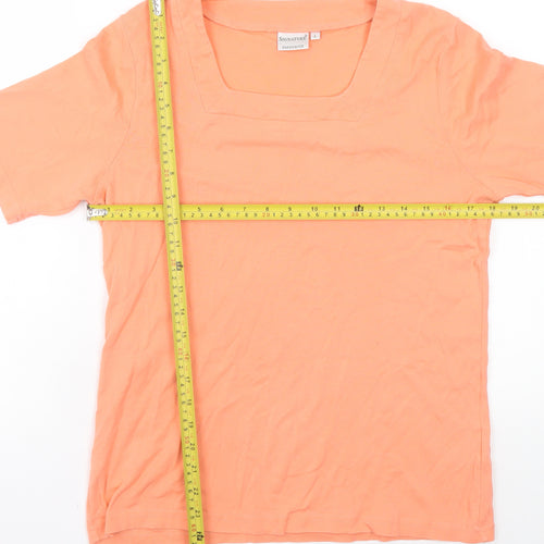 Signature Experience Women's Orange Cotton Short Sleeve Square Neck T-Shirt L