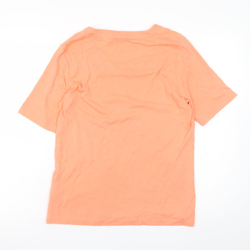 Signature Experience Women's Orange Cotton Short Sleeve Square Neck T-Shirt L