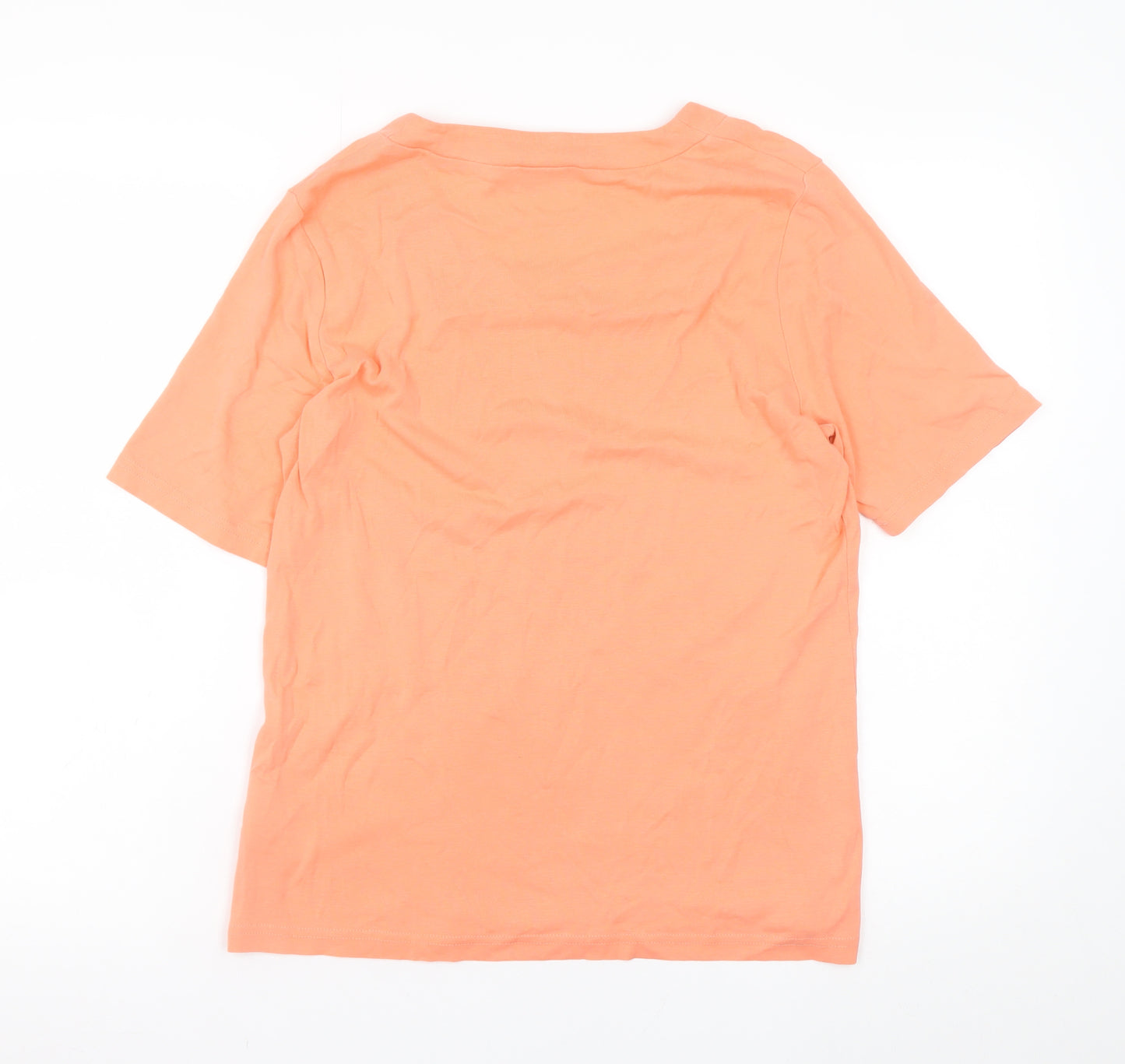 Signature Experience Women's Orange Cotton Short Sleeve Square Neck T-Shirt L