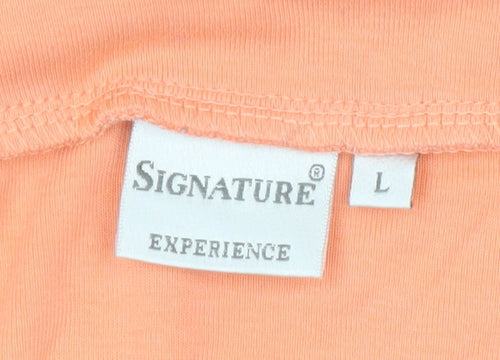 Signature Experience Women's Orange Cotton Short Sleeve Square Neck T-Shirt L