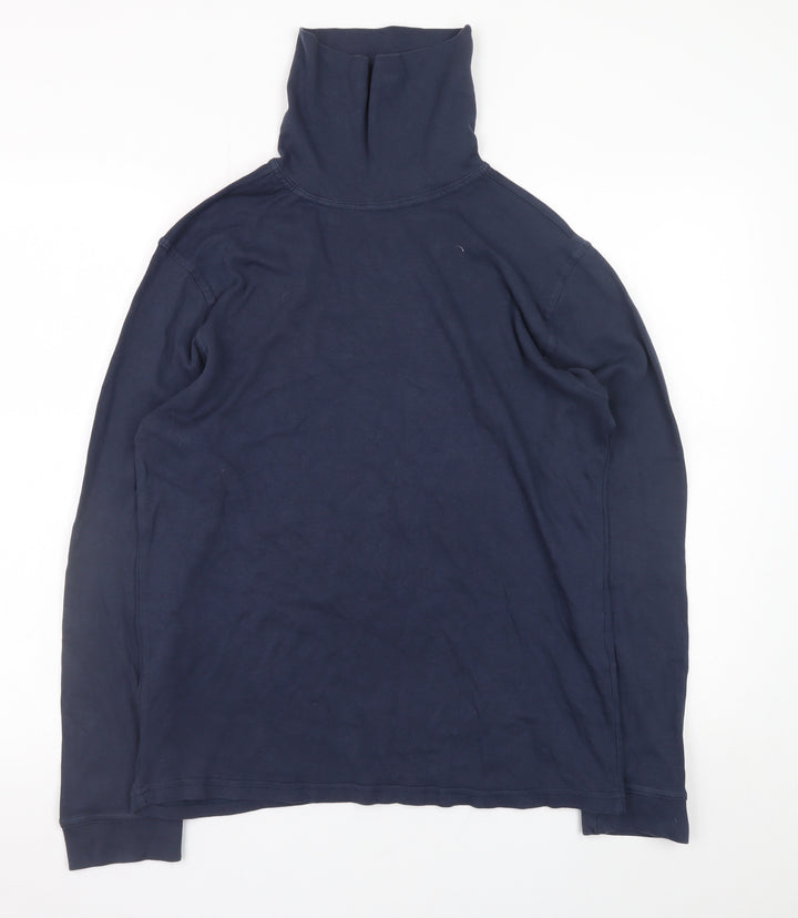 Mountain Warehouse Men's Navy Long Sleeve Roll Neck Cotton T-Shirt Size L