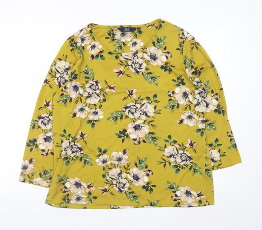 Isle Essentials Women Yellow Floral Tunic Blouse Size 18