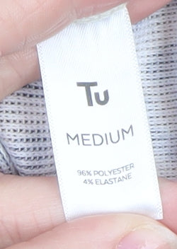 Tu Women Beige Leopard Print V-Neck Pullover Jumper Size M