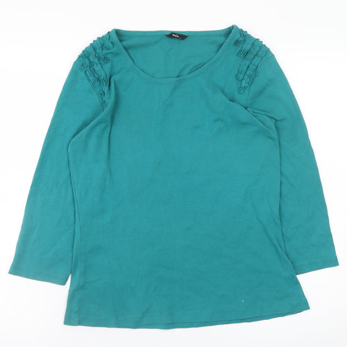 M&Co. Women's Green 3/4 Sleeve Cotton Top Size L