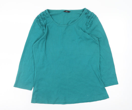 M&Co. Women's Green 3/4 Sleeve Cotton Top Size L