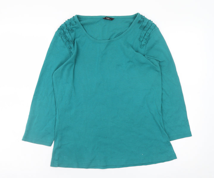M&Co. Women's Green 3/4 Sleeve Cotton Top Size L