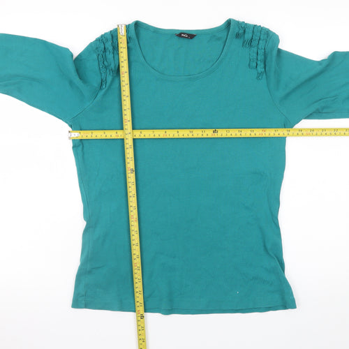 M&Co. Women's Green 3/4 Sleeve Cotton Top Size L