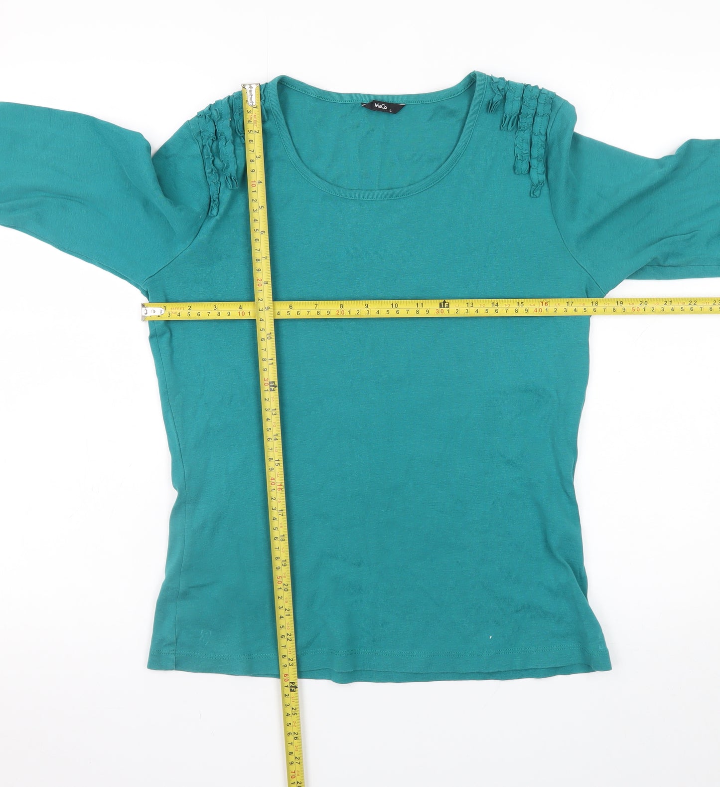 M&Co. Women's Green 3/4 Sleeve Cotton Top Size L