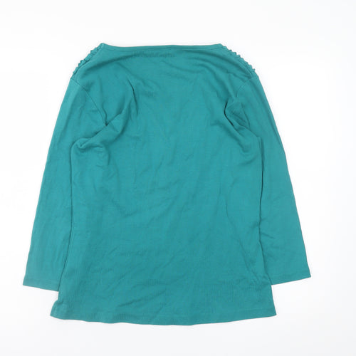 M&Co. Women's Green 3/4 Sleeve Cotton Top Size L