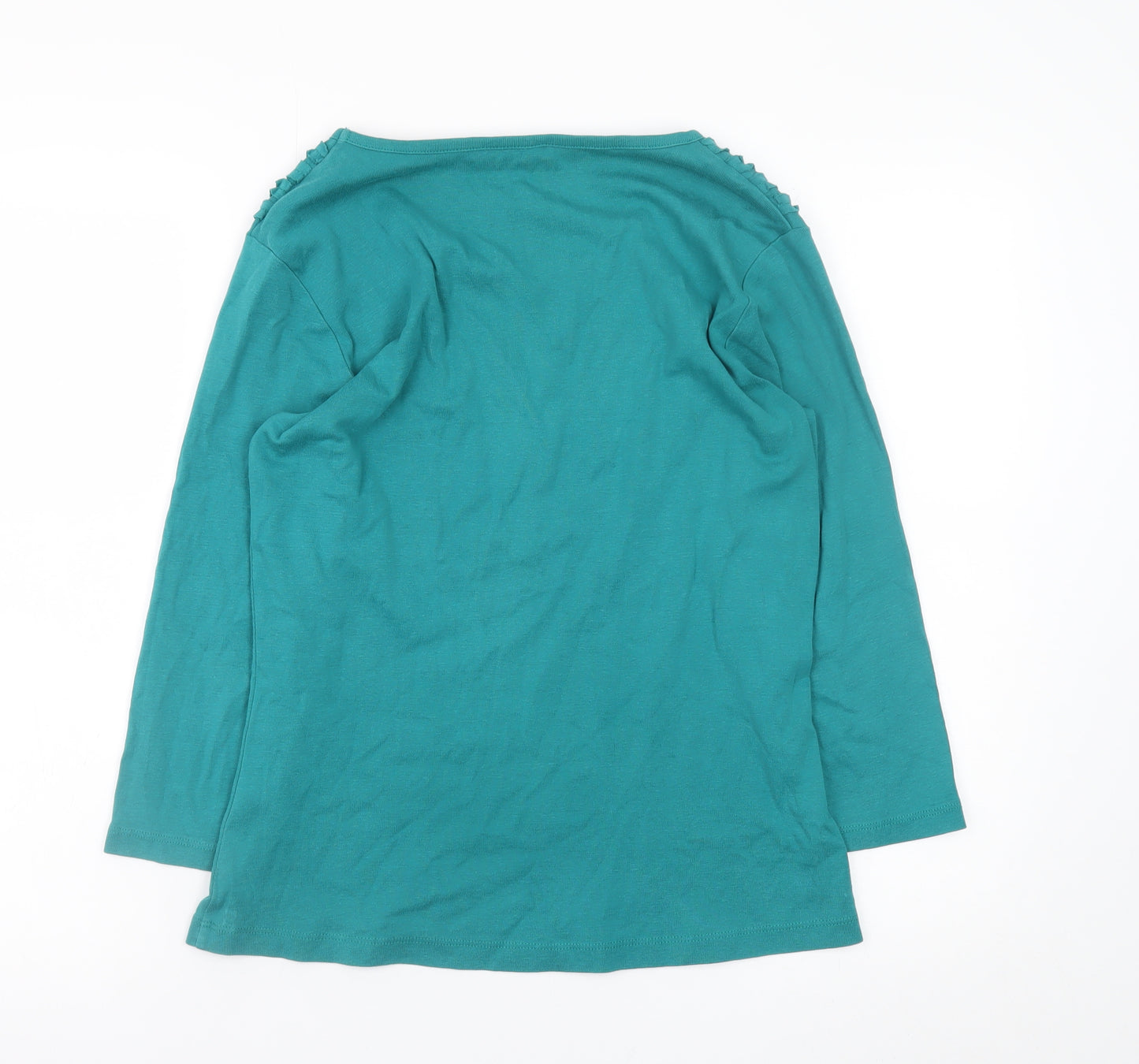 M&Co. Women's Green 3/4 Sleeve Cotton Top Size L