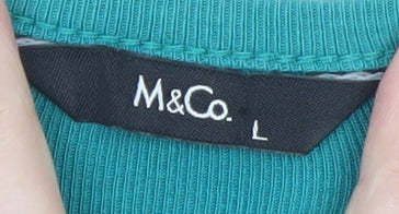 M&Co. Women's Green 3/4 Sleeve Cotton Top Size L