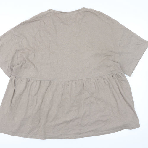 Zara Women Beige Relaxed Tunic T-Shirt Short Sleeve Cotton S