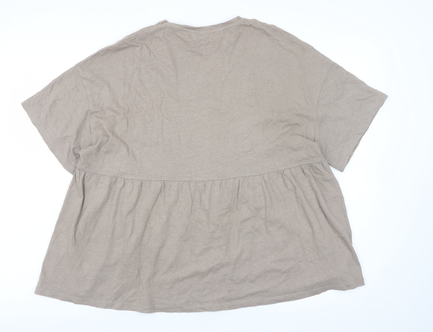Zara Women Beige Relaxed Tunic T-Shirt Short Sleeve Cotton S