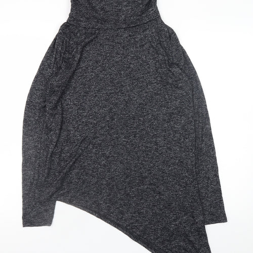 New Look Women’s Grey Roll Neck Asymmetrical Knit Jumper Size 12