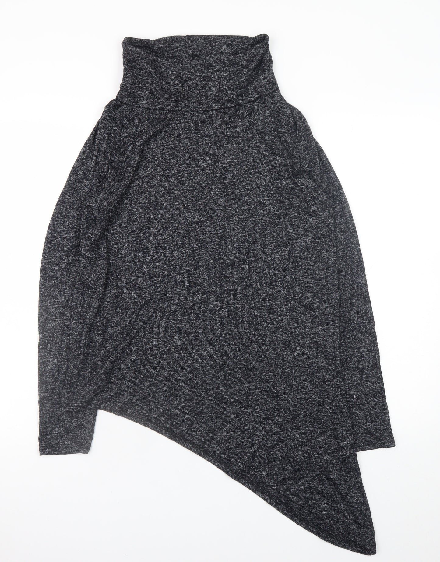New Look Women’s Grey Roll Neck Asymmetrical Knit Jumper Size 12