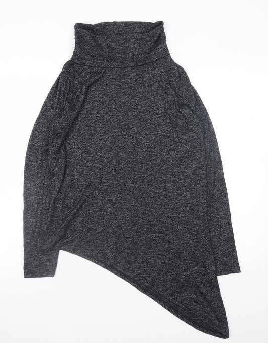 New Look Women’s Grey Roll Neck Asymmetrical Knit Jumper Size 12