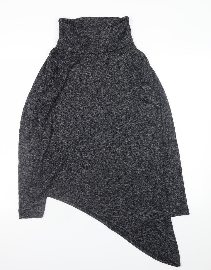New Look Women’s Grey Roll Neck Asymmetrical Knit Jumper Size 12