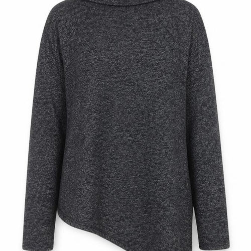 New Look Women’s Grey Roll Neck Asymmetrical Knit Jumper Size 12