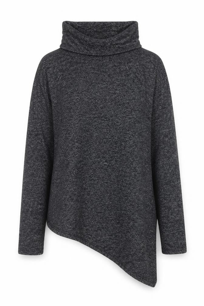New Look Women’s Grey Roll Neck Asymmetrical Knit Jumper Size 12