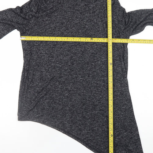 New Look Women’s Grey Roll Neck Asymmetrical Knit Jumper Size 12