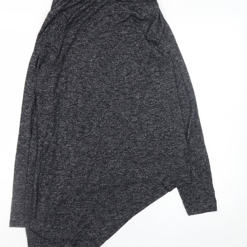 New Look Women’s Grey Roll Neck Asymmetrical Knit Jumper Size 12