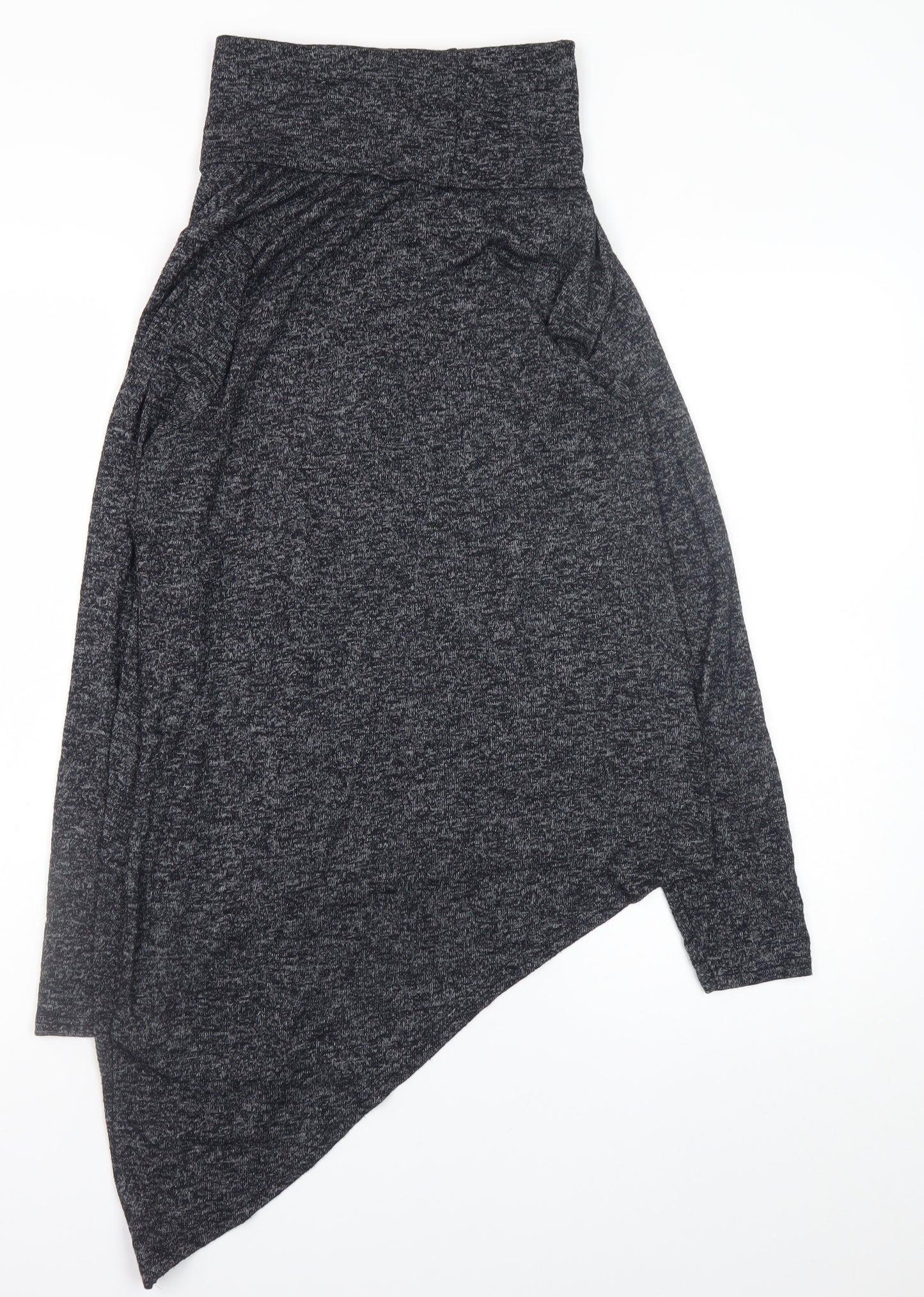 New Look Women’s Grey Roll Neck Asymmetrical Knit Jumper Size 12