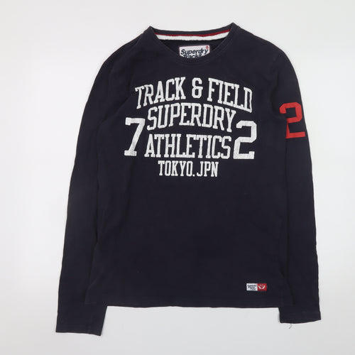 Superdry Men’s Blue Long Sleeve Track & Field Cotton T-Shirt Size M