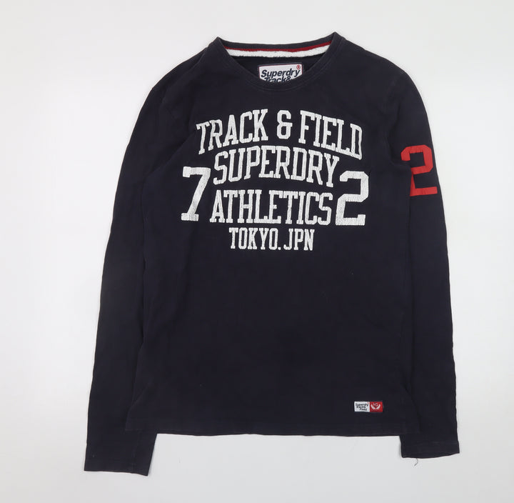 Superdry Men’s Blue Long Sleeve Track & Field Cotton T-Shirt Size M