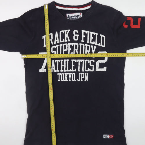 Superdry Men’s Blue Long Sleeve Track & Field Cotton T-Shirt Size M