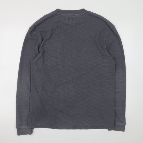 River Island Men's Grey Long Sleeve Crew Neck Cotton T-Shirt Size M