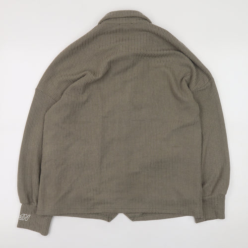 boohoo Men’s Beige Knit Zip Basic Jacket Size S Casual Regular Fit
