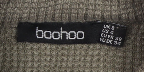 boohoo Men’s Beige Knit Zip Basic Jacket Size S Casual Regular Fit